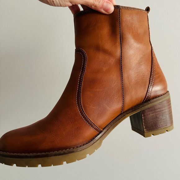 Pikolinos Llanes Brandy Zip Calfskin Leather Ankle Boots Cognac Brown 8.5 9 - Picture 11 of 12